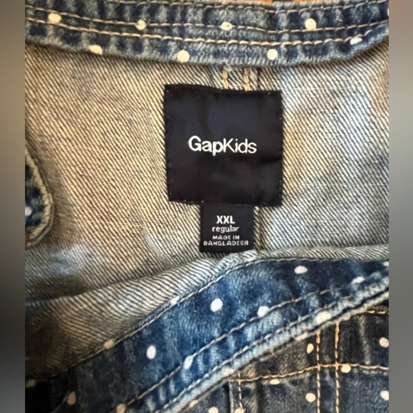 Gap overalls shorts polka dot blue white denim NWOT Big Girls Size XXL 16 18 - Picture 5 of 8